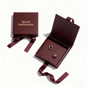 Boîte cadeau magnétique de luxe sur mesure, boîte d'emballage pour boucles d'oreilles de haute qualité avec insert en satin et ruban pour marque haut de gamme - Product Image 1