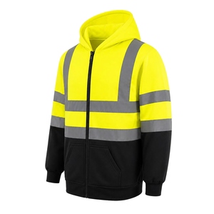 ZUJA Material ecológico Sudaderas con capucha de seguridad vial <span class=keywords><strong>Chaqueta</strong></span> de lana cálida Hi Vis Sudaderas con capucha reflectantes para hombres - Product Image 3