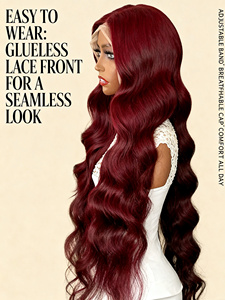 Peluca de Cabello Virgen Brasileño con Frente de Encaje HD 13x6 sin Pegamento, Color Rojizo, 200% de Densidad, Cabello Corto para Mujer, Venta al Por Mayor - Product Image 1