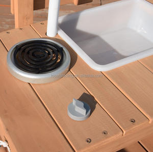 Conjunto de cocina para exteriores de madera maciza con fregadero, almacenamiento y sombrilla desmontable, regalo para niños, para el patio trasero - Product Image 2