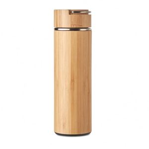 <b>Hot</b> Sales 400ml Bamboo Double-Wall Vacuum <b>Flask</b> Water Bottle Customized Logo Stainless Steel Thermal Insulated Portable - Product Image 1