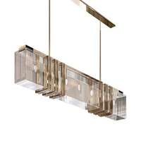 Lampe suspension moderne minimaliste nordique en cristal Lampe de table restaurant de luxe pour hall d'hôtel Lampe de bureau longue bande Lampe de table de bar