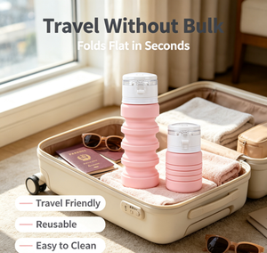 ขวดน้ำพับได้ซิลิโคนกันรั่วขนาด 400 มล. สำหรับกีฬากลางแจ้ง พร้อมหลอดดูดดื่มได้โดยตรง ใช้ซ้ำได้ ปลอดภัย  รับสกรีนโลโก้ - Product Image 4