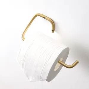 Qiasni BS005 आधुनिक सरल बाथरूम पीतल टॉयलेट पेपर तौलिया रैक सोना छिद्रित टॉयलेट पेपर धारक