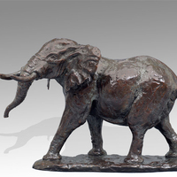 Sculpture d'éléphant bébé personnalisable en bronze, moulée par fonderie, impression numérique moderne, statue en métal poli