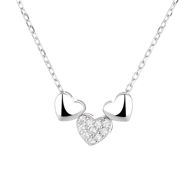 925 Sterling Silver Heart Pendant Necklace Cubic Zirconia Rhodium Plated Classic Women's Engagement Jewelry for Wedding Party
