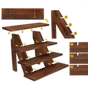 Wooden Tiered Display Rack 4 <b>Shelf</b> Durable Storage For Desserts Snacks Plants Home Decor - Product Image 4