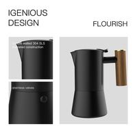 Ensemble de cafetière Moka DHPO de haute qualité en acier inoxydable 304, style minimaliste scandinave, écologique, 400 ml, avec couvercle, expresso manuel