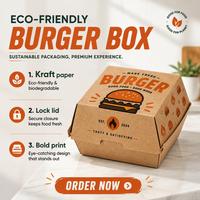Scatola di Carta Kraft per Hamburger con Logo Personalizzato, Rivestimento Interno Resistente al Grasso per Asporto