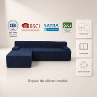 Canapé modulaire en tissu haut de gamme en forme de L pour projets de rénovation d'hôtels et de villas, design moderne, compressé sous vide avec dossiers de projet inclus