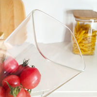 Récipient de stockage alimentaire transparent, boîte carrée, cuisine, garde-manger, pot en verre borosilicate hermétique avec couvercle en bambou