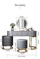 Commode minimaliste italienne, table de maquillage, meuble de chambre à coucher, armoire de rangement, miroir de maquillage, tabouret de maquillage, table