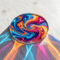Sous-verre et set de table antidérapants en verre trempé écologique, 10 cm, carré ou rond, résistant à la chaleur, accessoire de bureau créatif