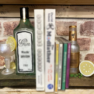 Sujetalibros Vintage con Forma de Botella de Vino y Copa, Escultura de Resina con Diseño de Cubitos de Hielo para <span class=keywords><strong>Gin</strong></span> Tonic - Product Image 6