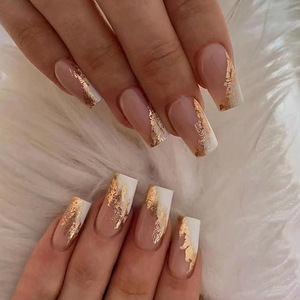 <span class=keywords><strong>Faux</strong></span> ongles de Ballet de longueur moyenne avec des papillons en cristal, camélias et perles, presse sur les ongles, ensemble de 24 pièces d'ongles artificiels - Product Image 4