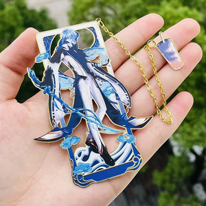 Marque-pages en métal personnalisés avec design anime, plaqués or, impression UV, avec pendentif, vente en gros - Product Image 2