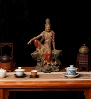 Statue en résine de Guan Yin Bodhisattva peinte à la main, sculpture de forme irrégulière, figurine traditionnelle, ornement Feng Shui pour la décoration de la maison