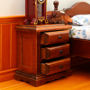 Casa de muñecas en miniatura 1:12, muebles pequeños para casa en miniatura, micro escena, mesita de noche de <span class=keywords><strong>5.4</strong></span> * 3.2 * 5.6cm, gabinete lateral de almacenamiento color <span class=keywords><strong>castaño</strong></span> - Product Image 4