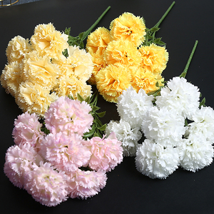 Một cẩm chướng lớn với bảy đầu và lá, kết cấu rất thực tế, trang trí quà tặng cao cấp - Product Image 3