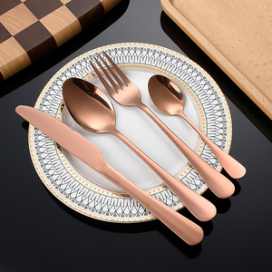 Chất lượng cao sang trọng thép không gỉ 410 Bạc Vàng bữa ăn tối dao muỗng nĩa đặt dao kéo đặt bán buôn - Product Image 4