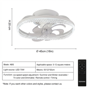พัดลมเพดาน LED ราคาประหยัด พร้อมมอเตอร์ DC และรีโมทคอนโทรล สำหรับใช้ในบ้าน ปรับความเร็วได้หลายระดับ - Product Image 5
