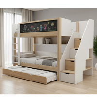 Lit superposé moderne pour enfants avec toboggan et barrière de sécurité - Lit double pour chambre d'enfant
