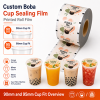 Film d'étanchéité personnalisé pour gobelets à bubble tea, rouleau de 90/95 mm, film de couvercle pour gobelets Boba pour les magasins de thé au lait et de jus