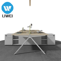 Bureau de travail en bois robuste LIWEI pour 6 personnes, table de bureau modulaire avec prise de courant intégrée et écran de séparation