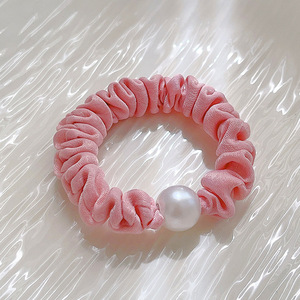 Doux femme perle petit intestin anneau de <span class=keywords><strong>cheveux</strong></span> <span class=keywords><strong>filet</strong></span> rouge tissu enfants fête bandeau avec grande corde de <span class=keywords><strong>cheveux</strong></span> en tissu élastique - Product Image 4