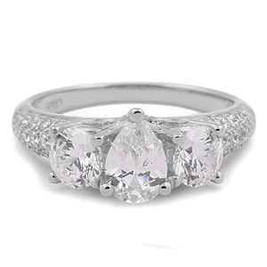 Vinger Belofte Peer Zirkoon Inlay Zilver Monster Luxe Sieraden 925 Zirkoon Verlovingsringen Voor Dames - Product Image 1