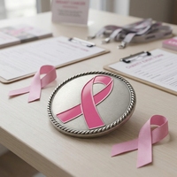 Épinglette en métal rose, ruban rose, emblème émaillé rond pour la sensibilisation au cancer du sein
