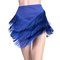 Jupe Courte de Danse Latine pour Femme, Sexy, Tricolore, Dos Nu, à Franges Irrégulières, Rouge Senba Dango 2025, en Polyester, Tutu et Jupes