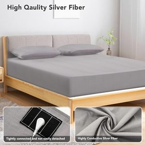 Sábana de puesta a tierra 400TC 5% fibra de plata 95% Sábanas de algodón Sábanas de puesta a tierra ajustables - Product Image 2