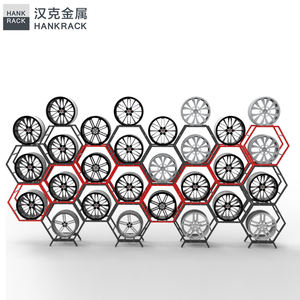 हेक्सागोनल व्हील रैक डिस्प्ले व्हील स्टोरेज रैक रिम/रिम भंडारण रैक लाल + काला - Product Image 5