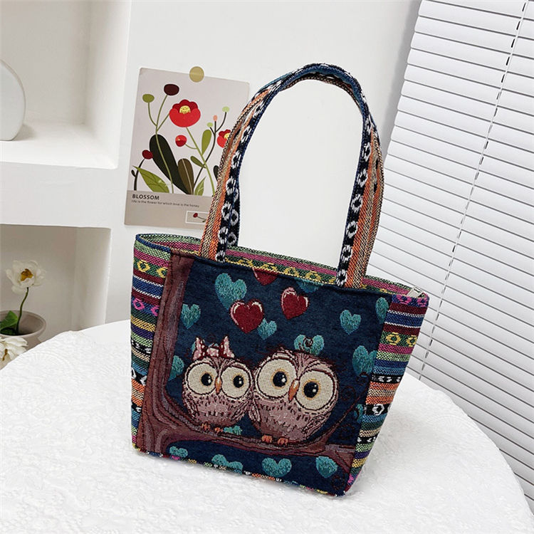 Custom National Embroidered Designer Cotton Travel Handbags