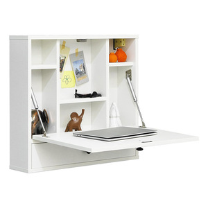 Bureau d'ordinateur mural pliable en MDF avec étagère et tiroir, design gain de place, écologique, montage facile pour usage domestique - Product Image 2