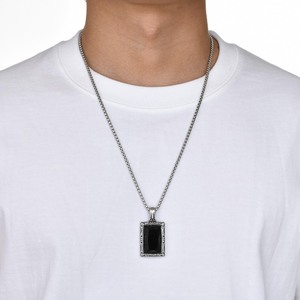 Collar de Plata con Colgante de Obsidiana Vintage Personalizado con Marco de Acero Inoxidable para Hombre, Regalo para Seres Queridos y Amigos en Ocasiones Especiales - Product Image 5