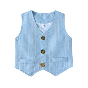 Ensemble 3 pièces pour bébé garçon : costume de gentleman avec nœud papillon, chemise blanche, <span class=keywords><strong>gilet</strong></span> et pantalon rayé – Tenue de cérémonie pour anniversaire, mariage, fête d'enfants - Product Image 5