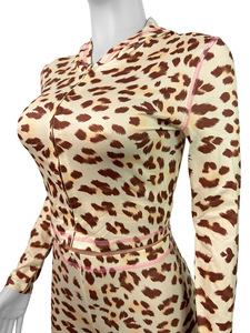 Nuovi Arrivi Primavera 2025: Completo <span class=keywords><strong>Donna</strong></span> 2 Pezzi, Top Corto Lungo e Tuta con Cappuccio Leopardata, Set Casual Due Pezzi - Product Image 5