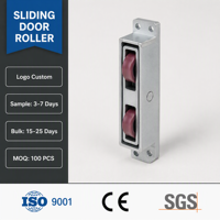 Roulettes pour porte coulissante, roues jumelées en nylon, boîtier en acier galvanisé, trous pré-percés, glissement fluide pour porte vitrée de patio