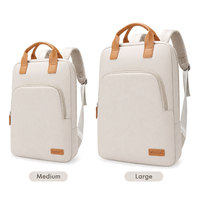 Sac à dos pour ordinateur portable, sac à dos d'affaires pour ordinateur portable, beige, avec pochette rembourrée pour ordinateur portable, poche avant zippée, pochette pour trolley, pour le bureau et les voyages