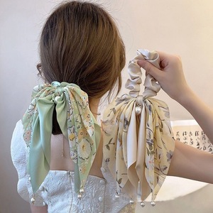 Fascia per Capelli in Tessuto con Fiocco di Perle e Design Floreale, Elastico per Capelli Resistente, <span class=keywords><strong>Accessori</strong></span> Eleganti per Donne - Product Image 4