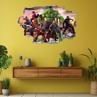 Papier peint mural 3D Paysage Urbain Avengers Personnalisé Imperméable en Soie pour Chambre, Salle de Jeux et Espaces Commerciaux