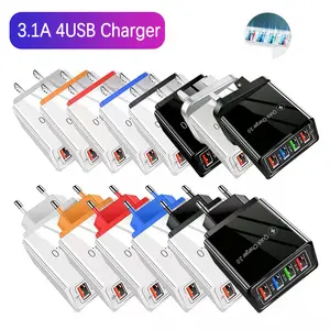 핫 세일 4 포트 3.1A usb 벽 충전기 LED 휴대 전화 빠른 충전 충전 여행 usb 어댑터 아이폰 삼성