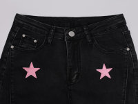 Vente en gros d'usine Bufa de jeans pour femmes jeans évasés en denim stretch doux avec patchwork d'étoiles pour femmes