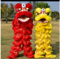 Lion danse dessin animé Costume Performance accessoire lion chinois danse Performance Double robe célébration série rouge