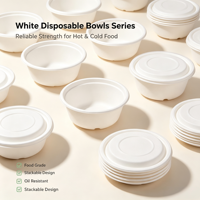 Bol rond jetable personnalisable en bagasse, récipient alimentaire biodégradable et compostable en pâte à papier pour soupes chaudes et nouilles à emporter