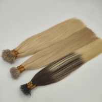 Extensions de cheveux Moresoo Nano Tip pour femmes, cheveux chinois noir de jais Remy, lisses et soyeux, double trame, micro-liens, 50G