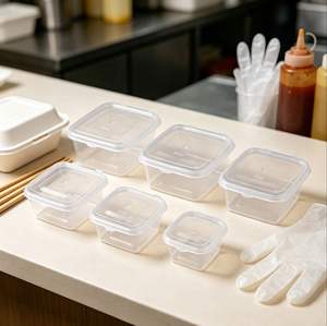 Gobelet en plastique carré jetable transparent avec couvercle articulé, écologique et anti-fuite, idéal pour la vente au détail en supermarché (sauce chili, moutarde) - Product Image 4
