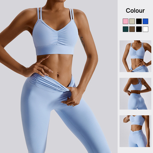 <span class=keywords><strong>Dropshipping</strong></span> Phụ Nữ Mềm Nén Strappy Áo Ngực Thể Thao Quần Quần Yoga Phù Hợp Với Hoạt Động Mặc Setwomens Xà Cạp 2 Mảnh Thiết Lập - Product Image 5